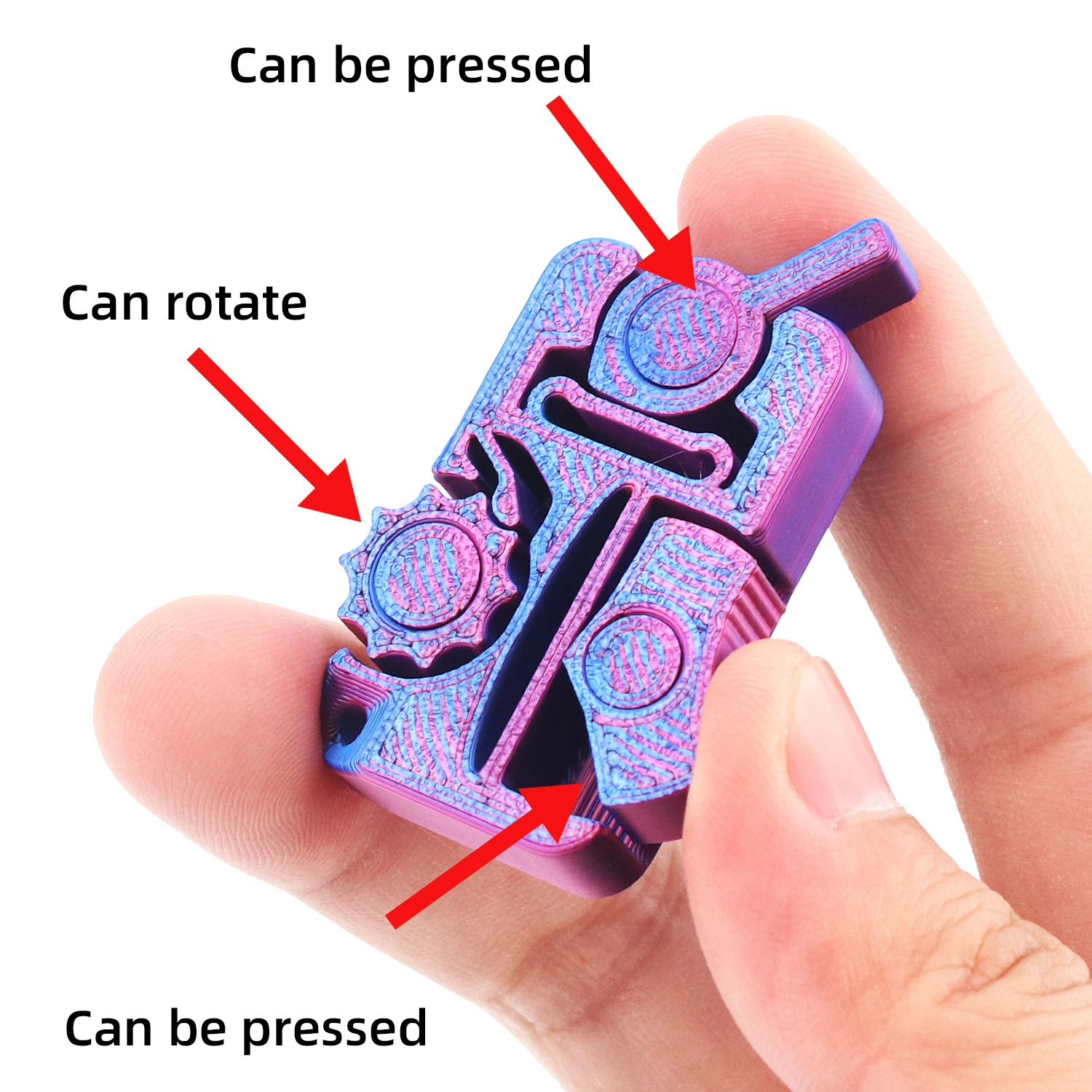 Impressão 3D descompressão dedo interruptor mini pingente chaveiro portátil e alívio de pressão suave