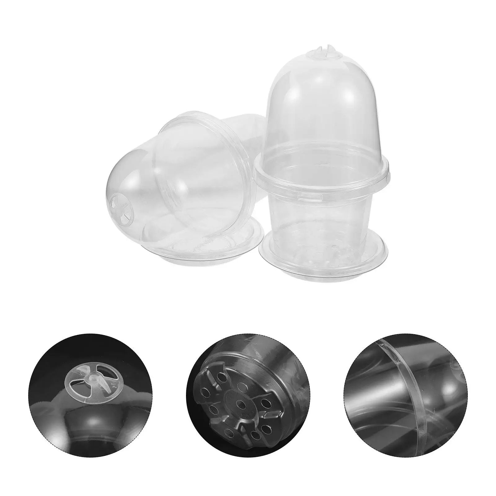 10Pcs Transparent Nursery Pots with Lid Plastic Seed Raising Cups for Indoor Balcony Germination Mini Greenhouse Plant