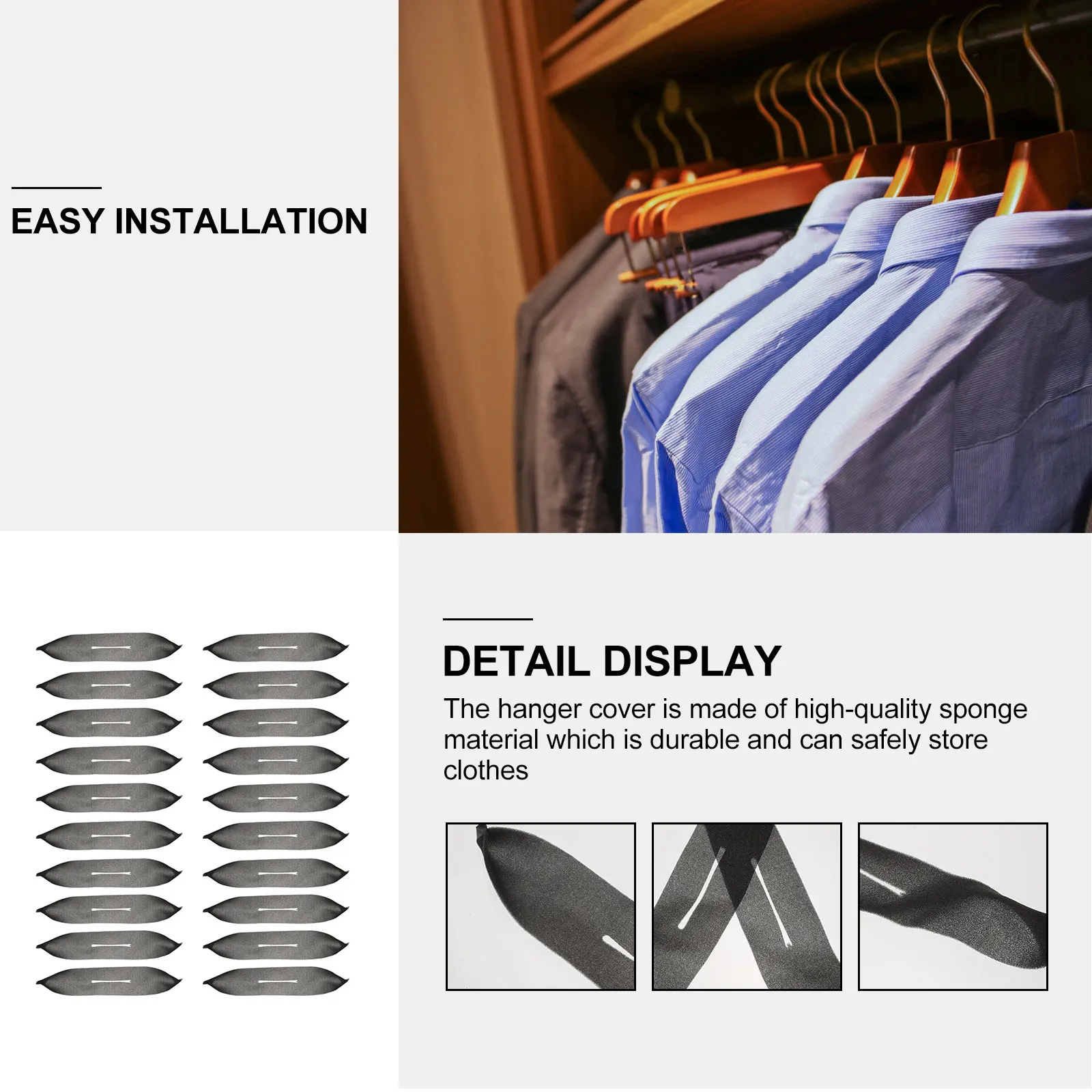 

20pcs Hanger Sponge Covers Non-slip Protective Anti-skid Clothes Hanger Wardrobe Home Organization
