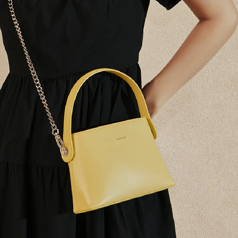 

New Genuine Leather Bags Girls Solid Stylish Women Second Cow Skin Shoulder Bag Top Handle Yellow Color#3055