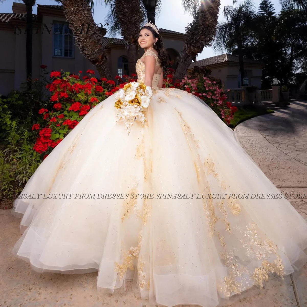 Vestidos De quinceañera personalizados, vestido De baile De lujo con escote corazón y cuentas sin mangas con hombros, vestido Formal dulce 16, Vestidos De Fiesta
