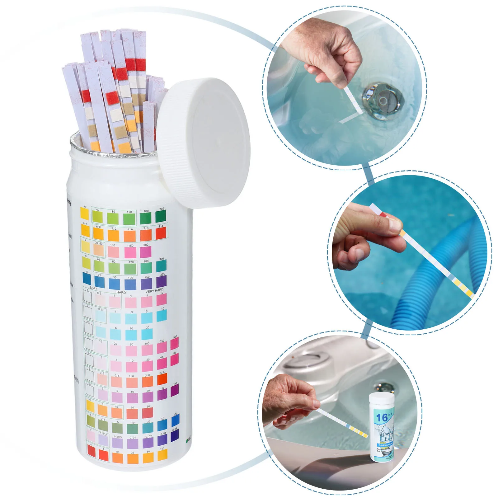 

100Pcs Water Testing Strips 16-in-1 for Drinking Water Quality Test Strips Fast Detection Home Office Store Use