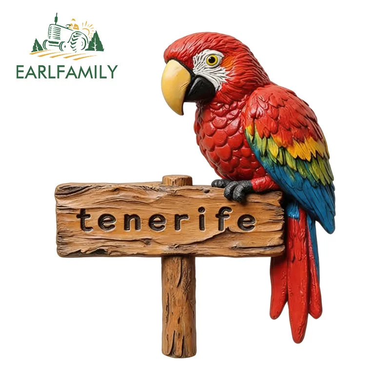 EARLFAMILY Red Parrot Sign Reflective Car Stickers Scratch-Proof Waterproof Decal Motorcycle Campervan Windows Helemt Graphics