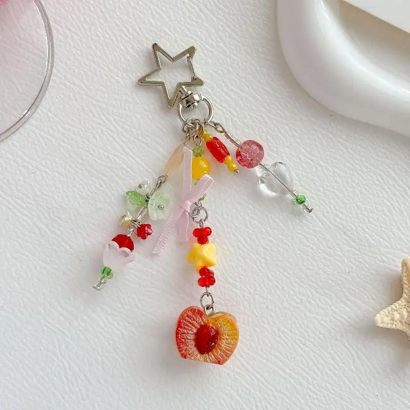 Handmade Half-Peach Keychain Star Clasp Bag Charm Gift Great: For Daily Carry And Gifting To Friends