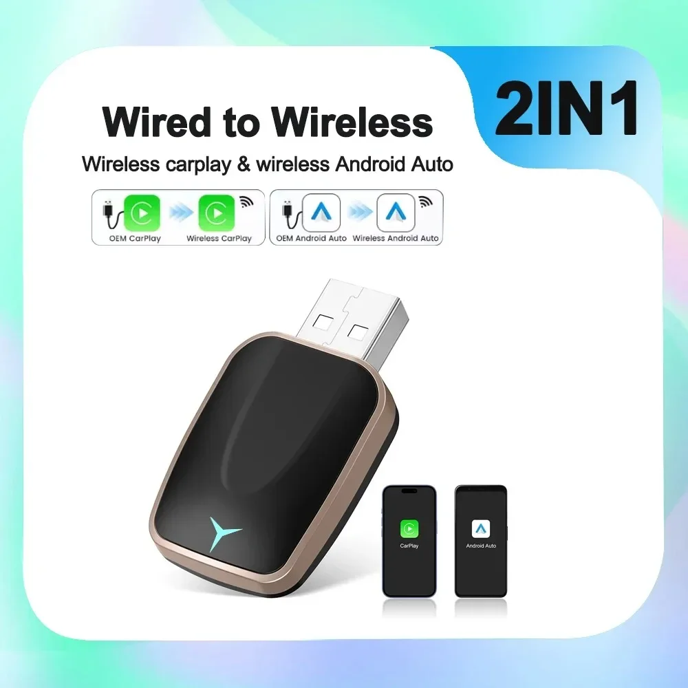2025 New Wireless CarPlay & Android Auto Adapter, Low Latency, 5.8GHz, Plug & Play, Requires Wired Car Support, Auto Connect