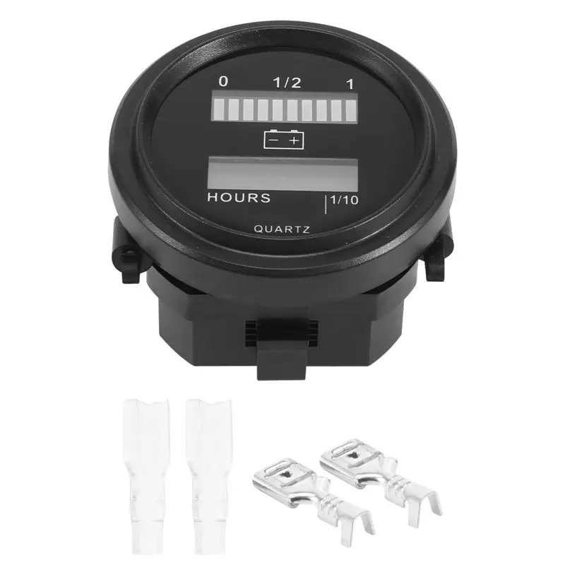 N26R-LED With Hour Meter Round Battery Indicator Meter Gauge 12/24V 36V 48V 72V For Boat Golf Cart Club Cart Forklift