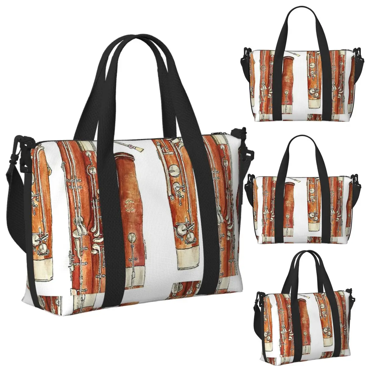 

Пляжная дорожная сумка The Bassoon на заказ, большая вместительная сумка для тренажерного зала, йоги, женская дорожная сумка для покупок, сумка на плечо