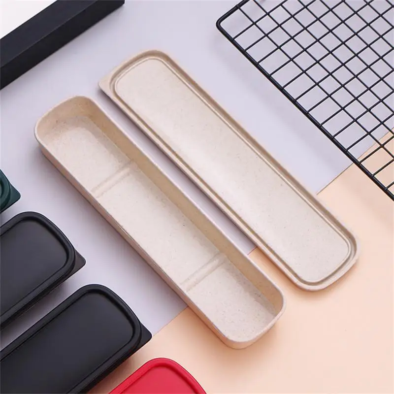 Storage Box Easy To Clean One-piece Molding Wheat Straw Portable Home Storage Portable Cutlery Box Round And Smooth Cutlery Box