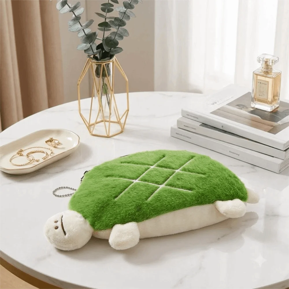 Zipper Closure Turtle Pencil Pouch Cartoon Portable Lipstick Earphone Bag Large Capacity Soft Turtle Case Student