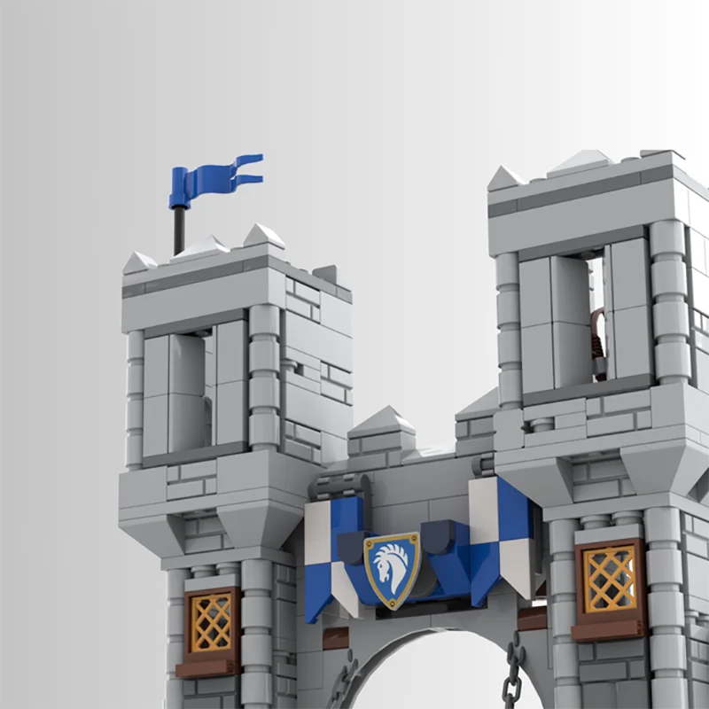 MOC architecture médiévale cheval chevalier château version étendue modèle bricolage assemblage bloc de construction jouet cadeau d'anniversaire pour enfants