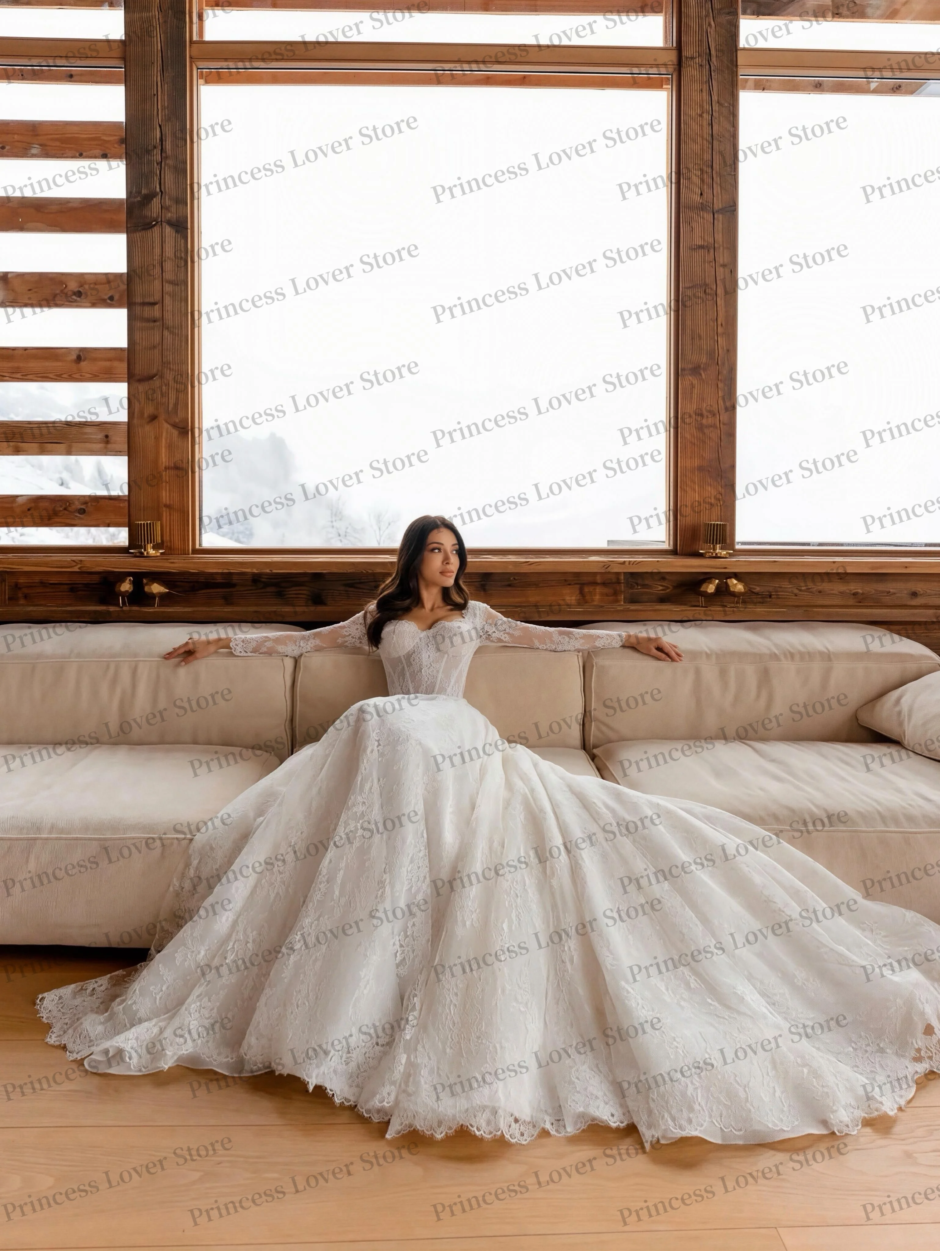 Lace Wedding Dresses A Line Bustier Corset Bridal Gown Floor Length Elegant robe de mariée Luxury Vestidos Customized