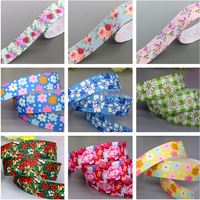 DHK 22mm 10yards Spring Flowers Printed Grosgrain Ribbon Accessories Headwear Decoration Collar DIY Sewing Craft B2403