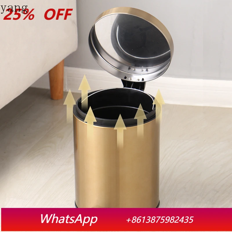 

Round Cylindrical Soft-Close Small Trash Can With Foot Pedal for Bathroom and Small Space 5 Liter Brushed Stainless Steel