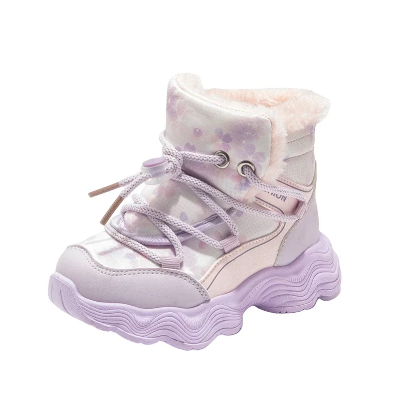 الأطفال الأحذية الدافئة مع الفراء السميك الاطفال الأحذية الرياضية مع سحب حبل 2025 شتاء جديد بنين بنات الثلوج الأحذية لينة وحيد وسيم #6