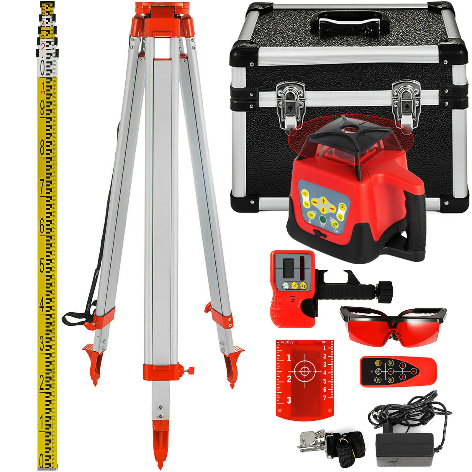 Sihao Red 500m Range Laser Level Red Beam W/ Case Self-leveling Rotating Rotary LINE LASER LEVEL