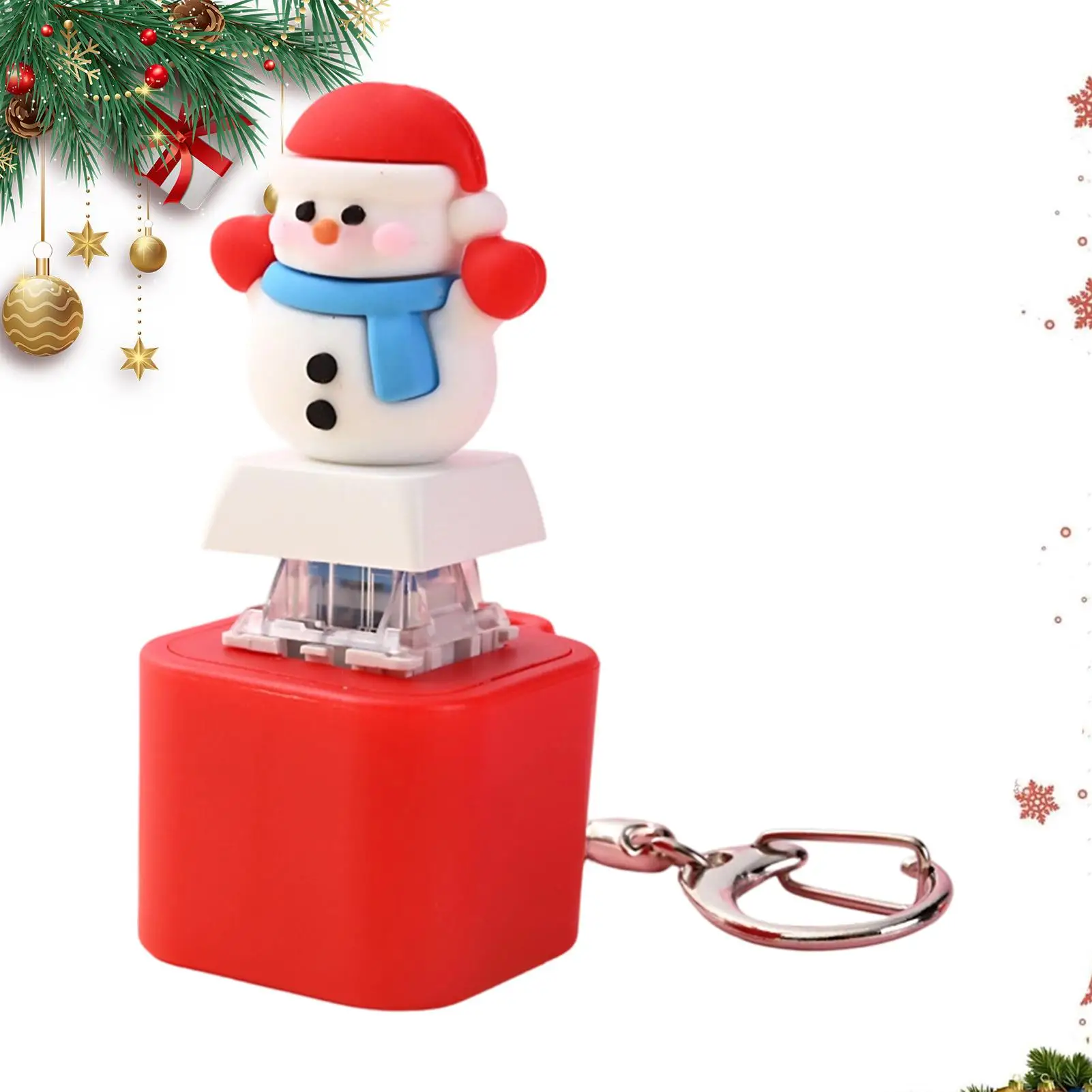 Clicker Toy USB Rechargeable Christmas Snowman With Sound LED Light Keyboard Clicker Keychain For Home Travel School Car Trip