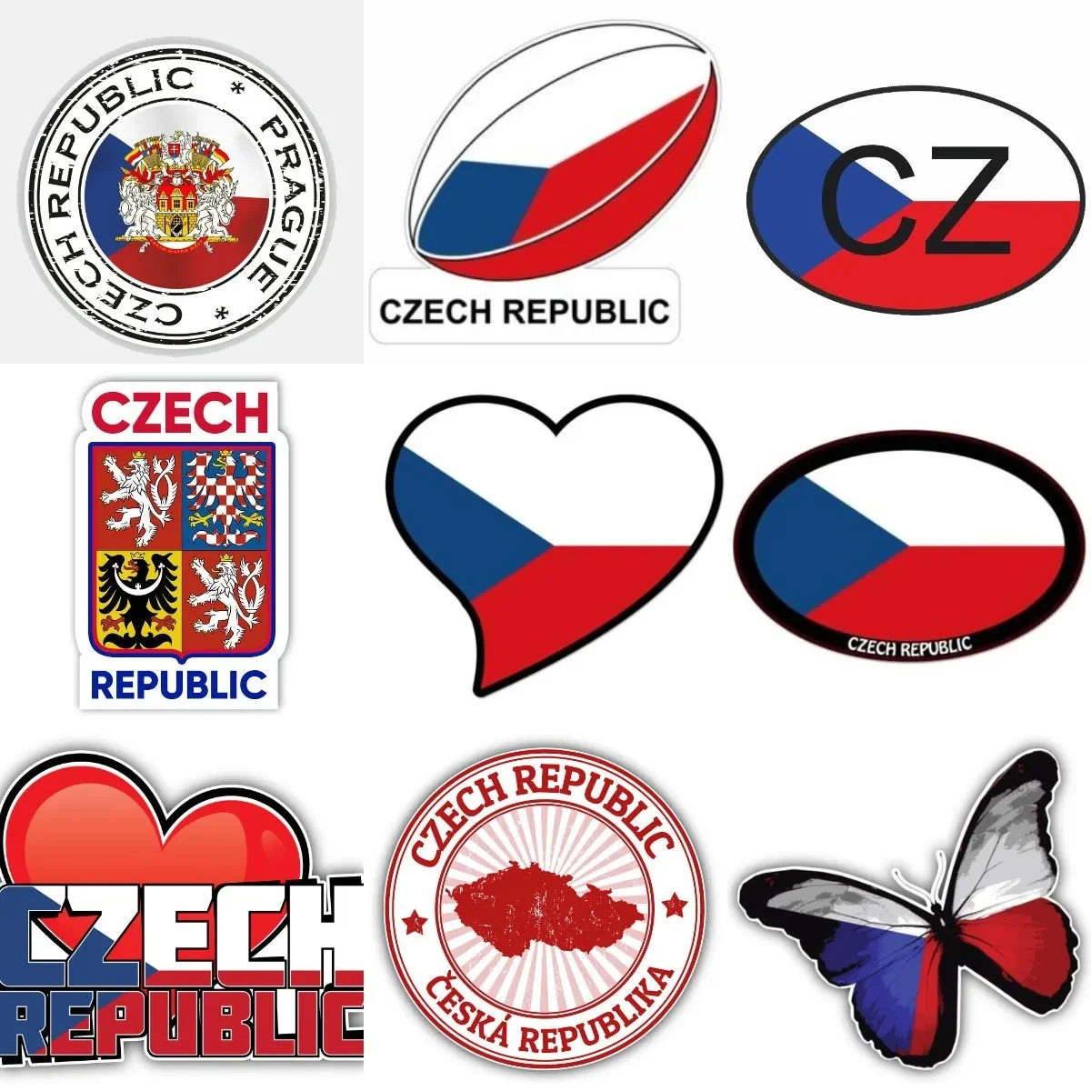 

CZ Czech Republic Flag Map National Emblem Badge PVC Sticker for Decorate Car Bumper Laptop Motorcycle Bicycle Off-road Table