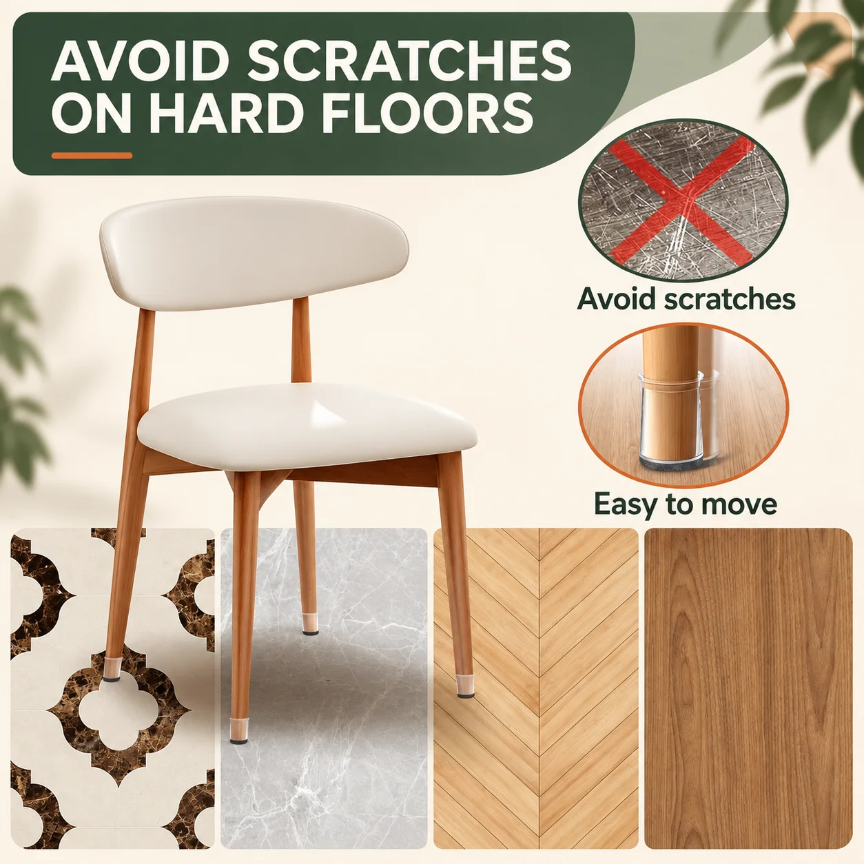 24 Pcs Chair Leg Floor Protectors Round Silicone Felt Furniture Leg Pads Caps Covers for Hardwood Floors