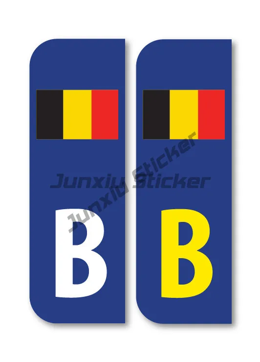 

B FLAG BELGIUM Car Number Plate Vinyl Stickers