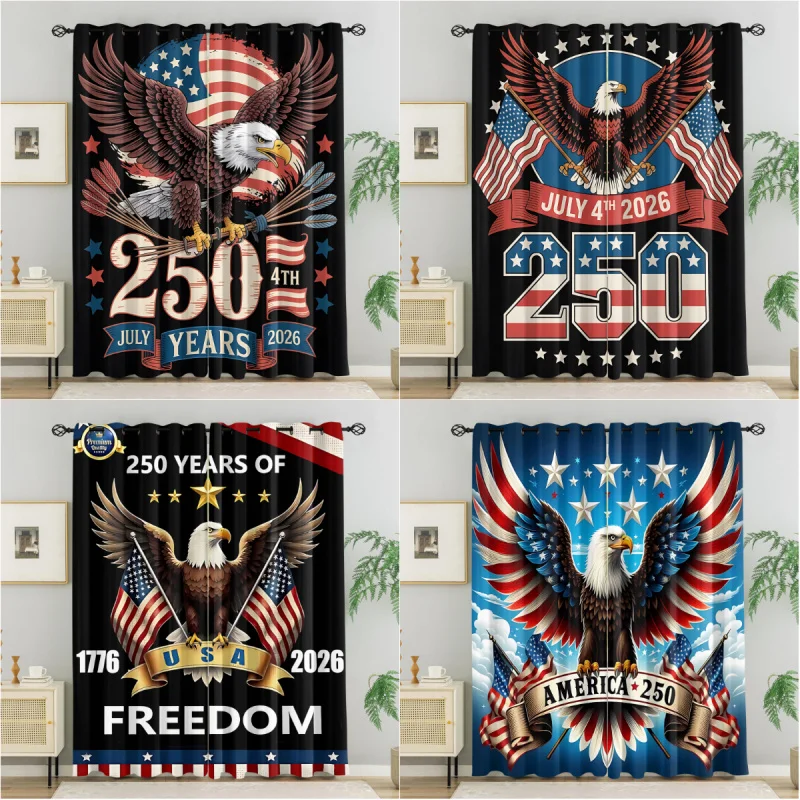 Bald Eagle Blackout Curtains for Boys Girl Bedroom Home Decor, USA Flag American Patriotic Independence Day Thermal Insulated