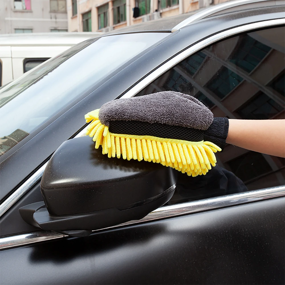 Waterproof Car Wash Microfiber Chenille Gloves Thick Car Cleaning Mitt Wax Detailing Brush Auto Care Double-faced Glove Clean