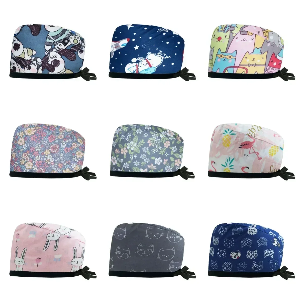 Fashion Laboratory Fashion Scrub Cap Women's Operating Room Hats Cotton Cartoon Hat Nurse Scrub Hat Beauty Salon Nursing Cap New