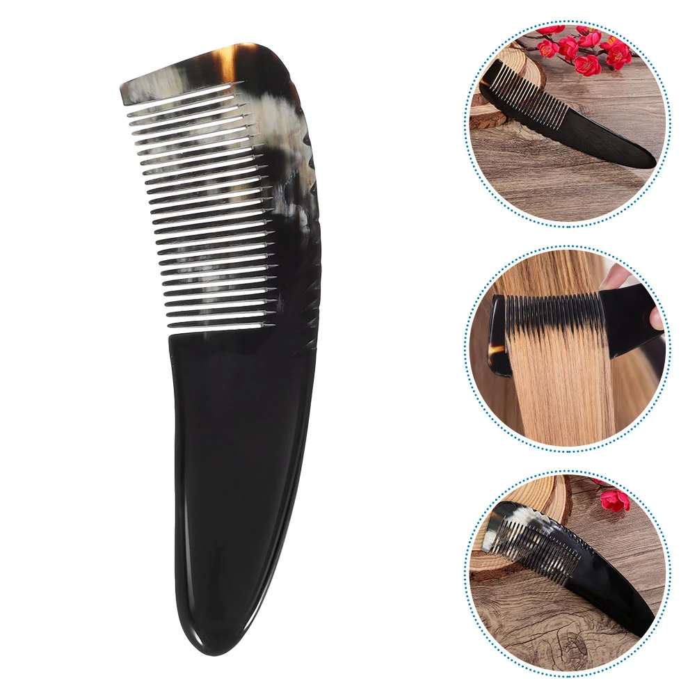 Horn Comb Buffalo Mustache Brush Ox Straightener Scalp Massage Pocket Cow Hair Parting Natural Stylist