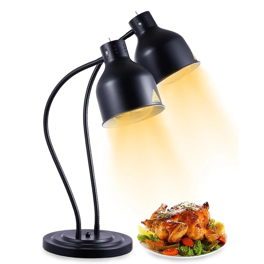 Black Food Heat Light Commercial Food Warmer Lamp Electric double Heating Catering Warming for Cafeteria Catering Buffet Parties