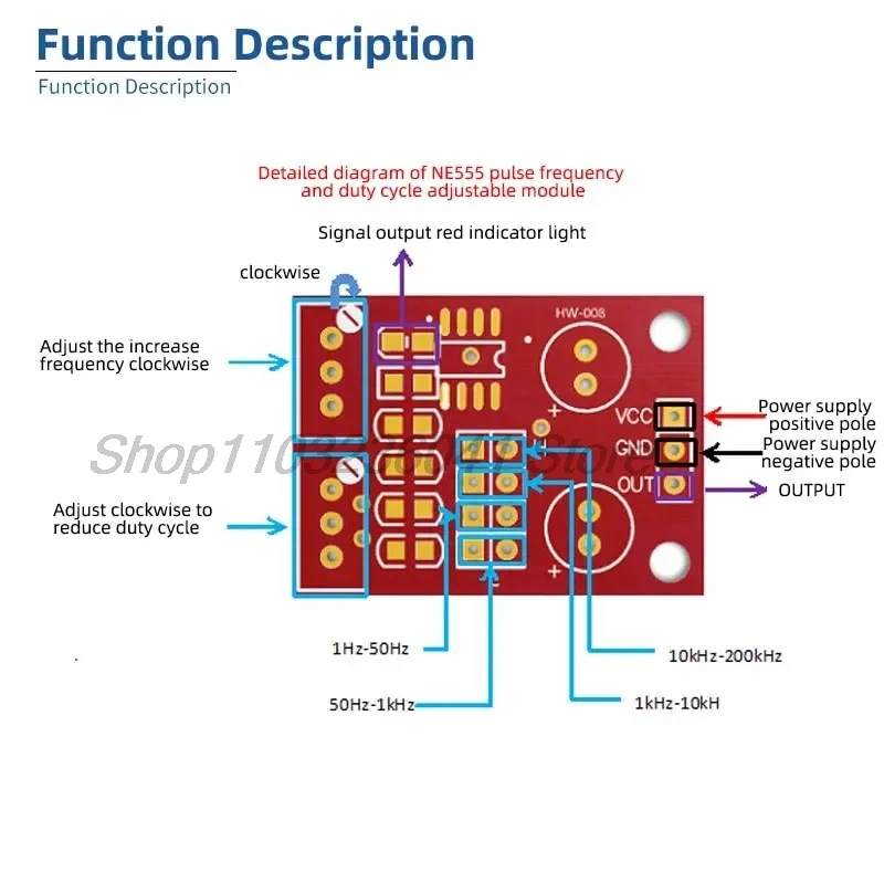 1PCS NE555 Pulse Frequency Duty Cycle Adjustable Module Square Wave 5V-12V Signal Generator For Arduino Smart Car