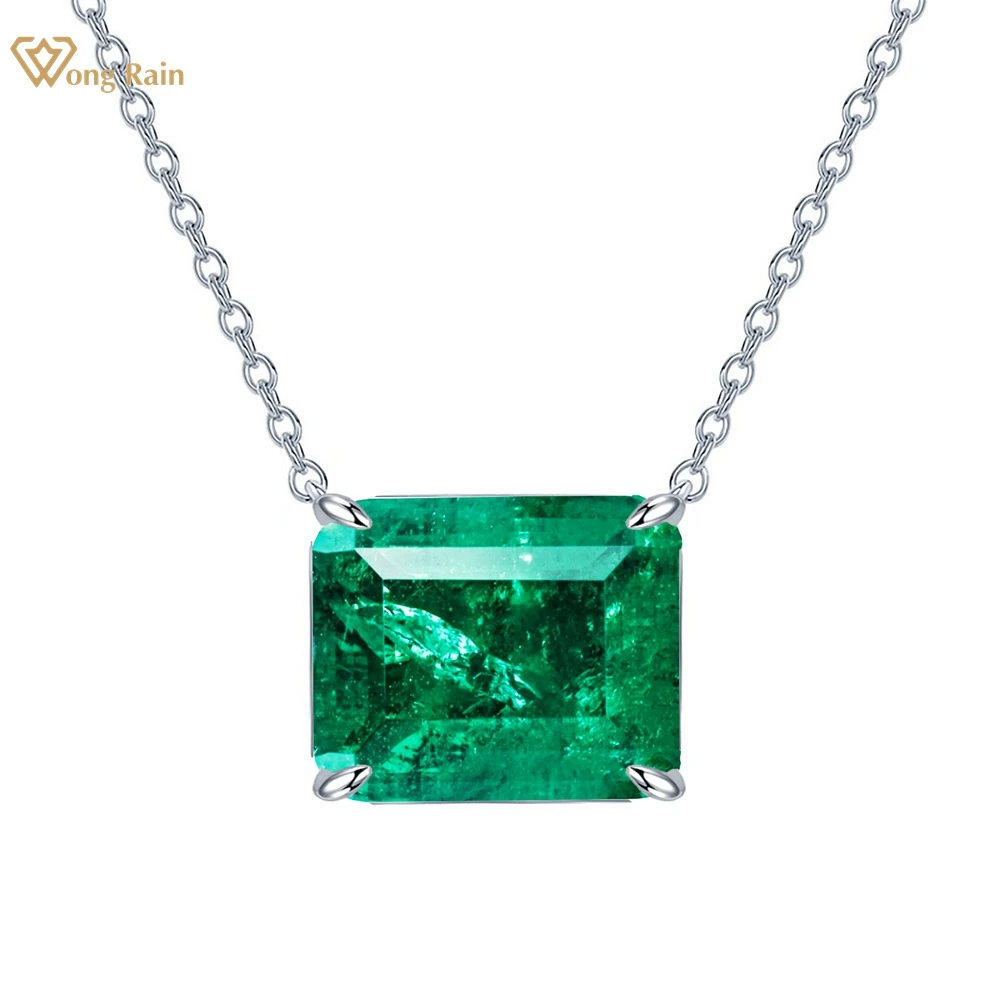 

Wong Rain Vintage 100% 925 Sterling Silver 10*12 MM Emerald Paraiba Tourmaline Gemstone Pendant Necklace Fine Jewelry Wholesale