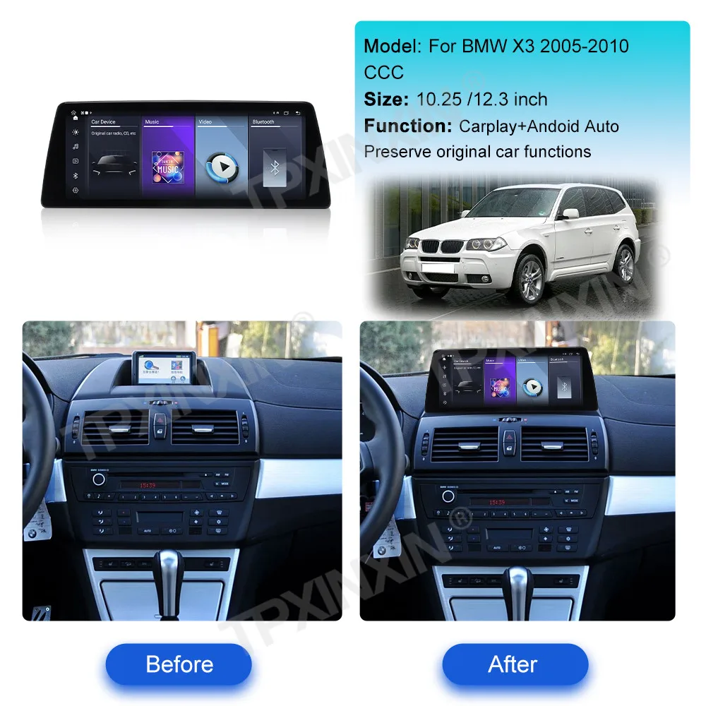 Linux Screen With Y-tube Wireless  CarPlay Android Auto For BMW X3 E83 2003 -2010 GPS Navi Head Unit Screen DSP Rear Camera