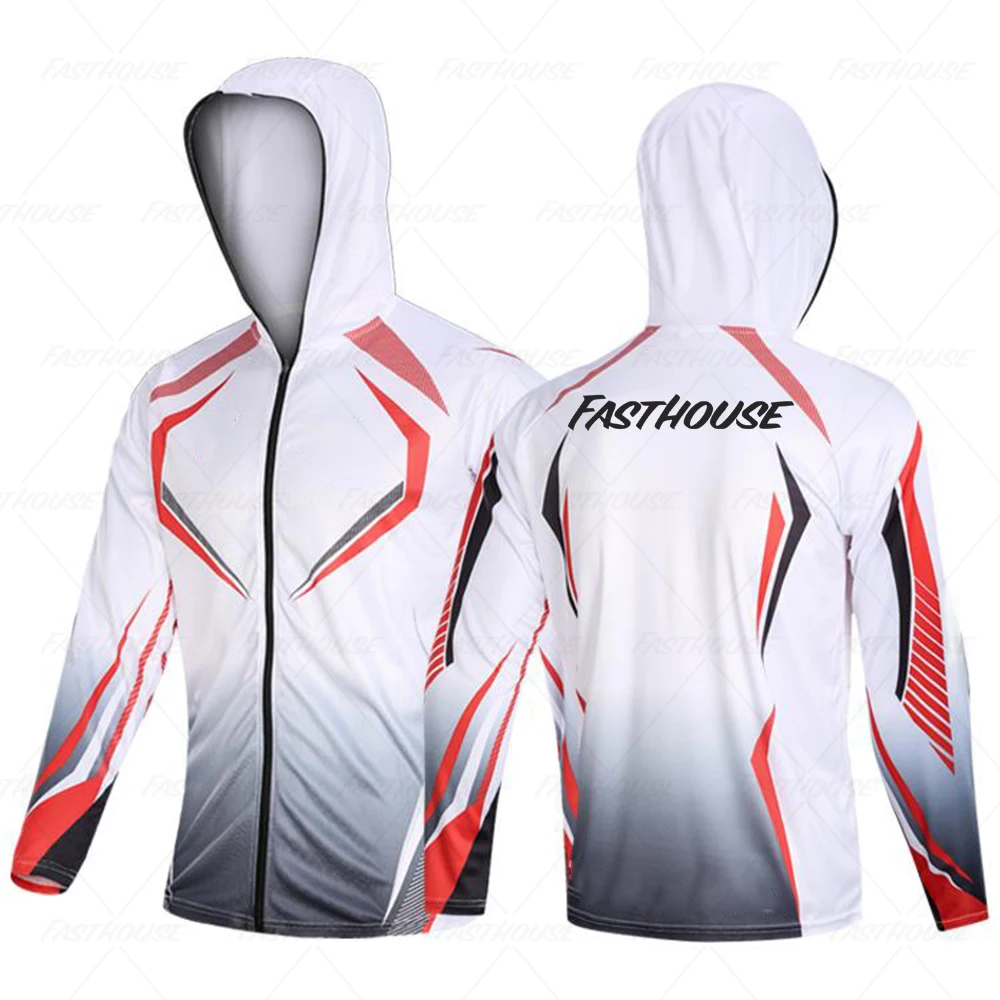 2023 NEW 2023 Men Fishing Clothes  New White Fishing Jersey A Sports Fishing Outdoor Mesh Breathable Hood