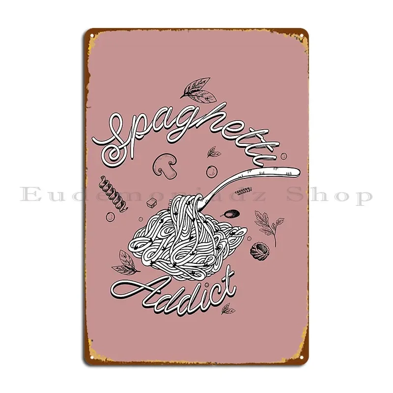 Металлический знак Спагетти Аддикт, настенная табличка для гаража, пещера, персонаж кинотеатра, жестяная вывеска, плакат