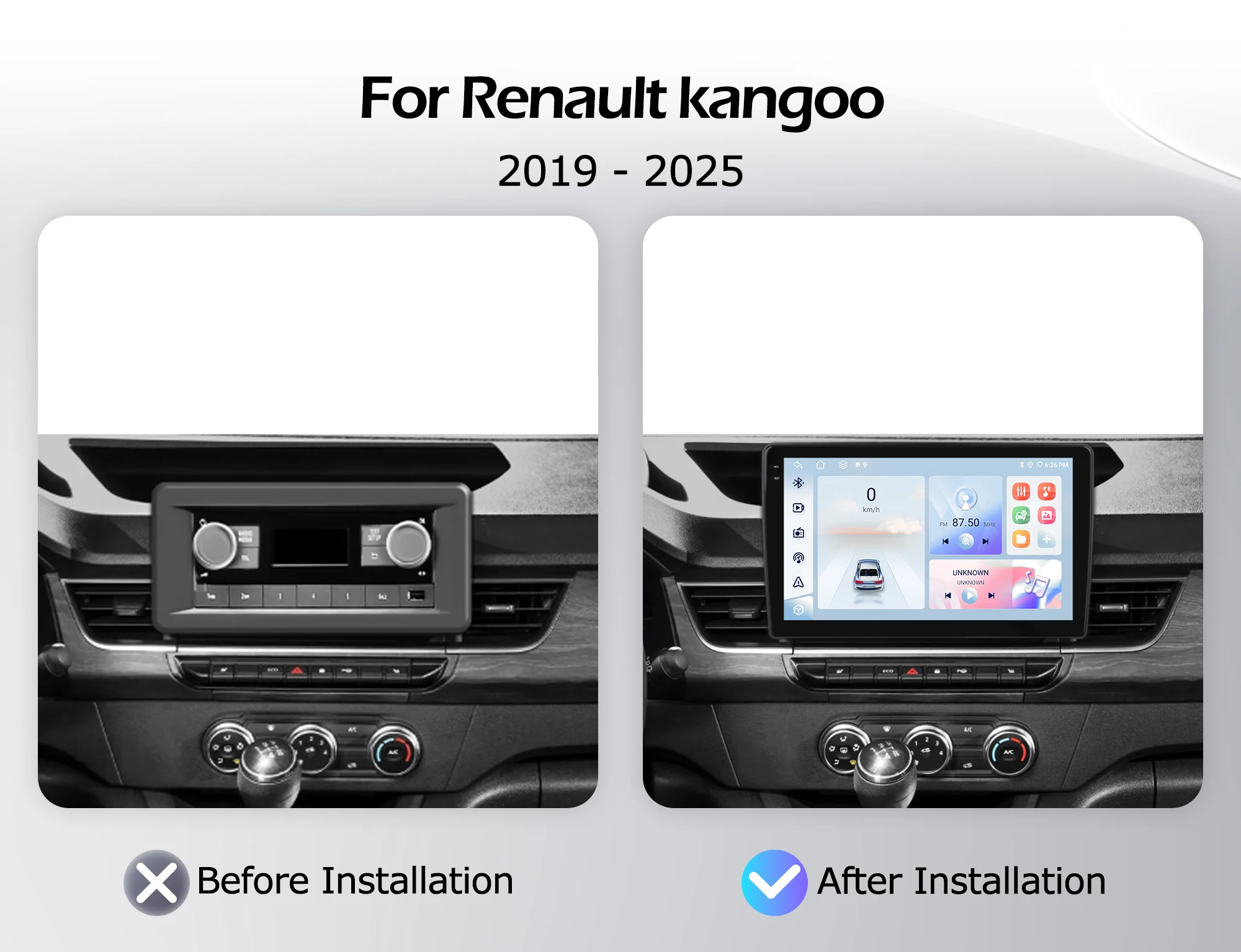 For Renault kangoo 2019-2025 QLED 2000*1200P 8 Core Android 16 GPS Intelligent Multimedia Player Auto Wireless CarPlay WIFI DSP