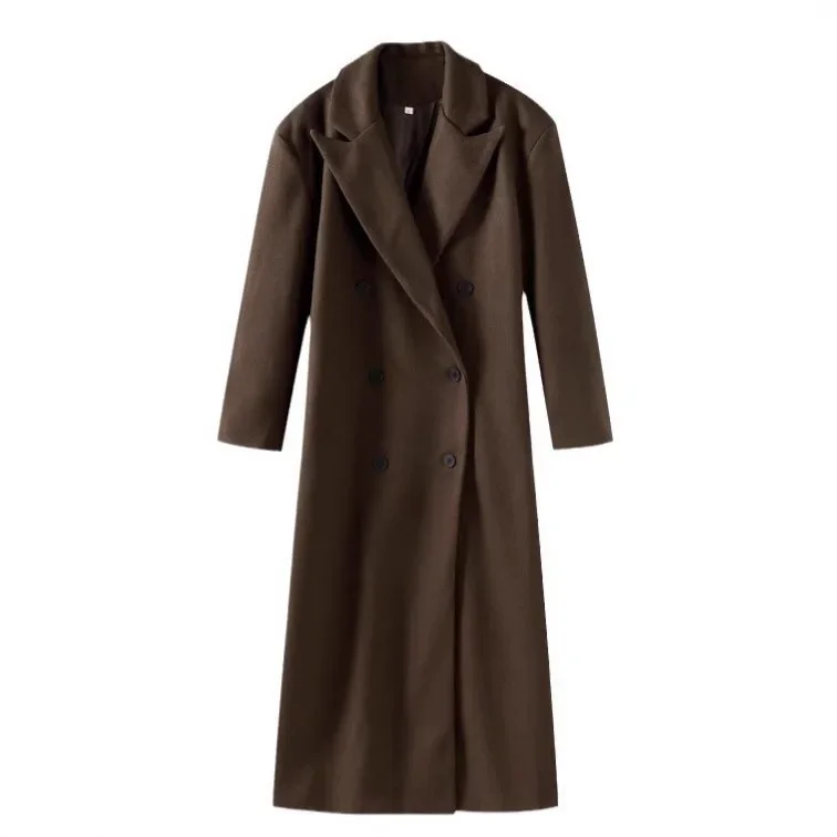 سترة أنيقة عصرية راقية لموسم الخريف/الشتاء معطف صوفي عصري جديد باللون البني #2