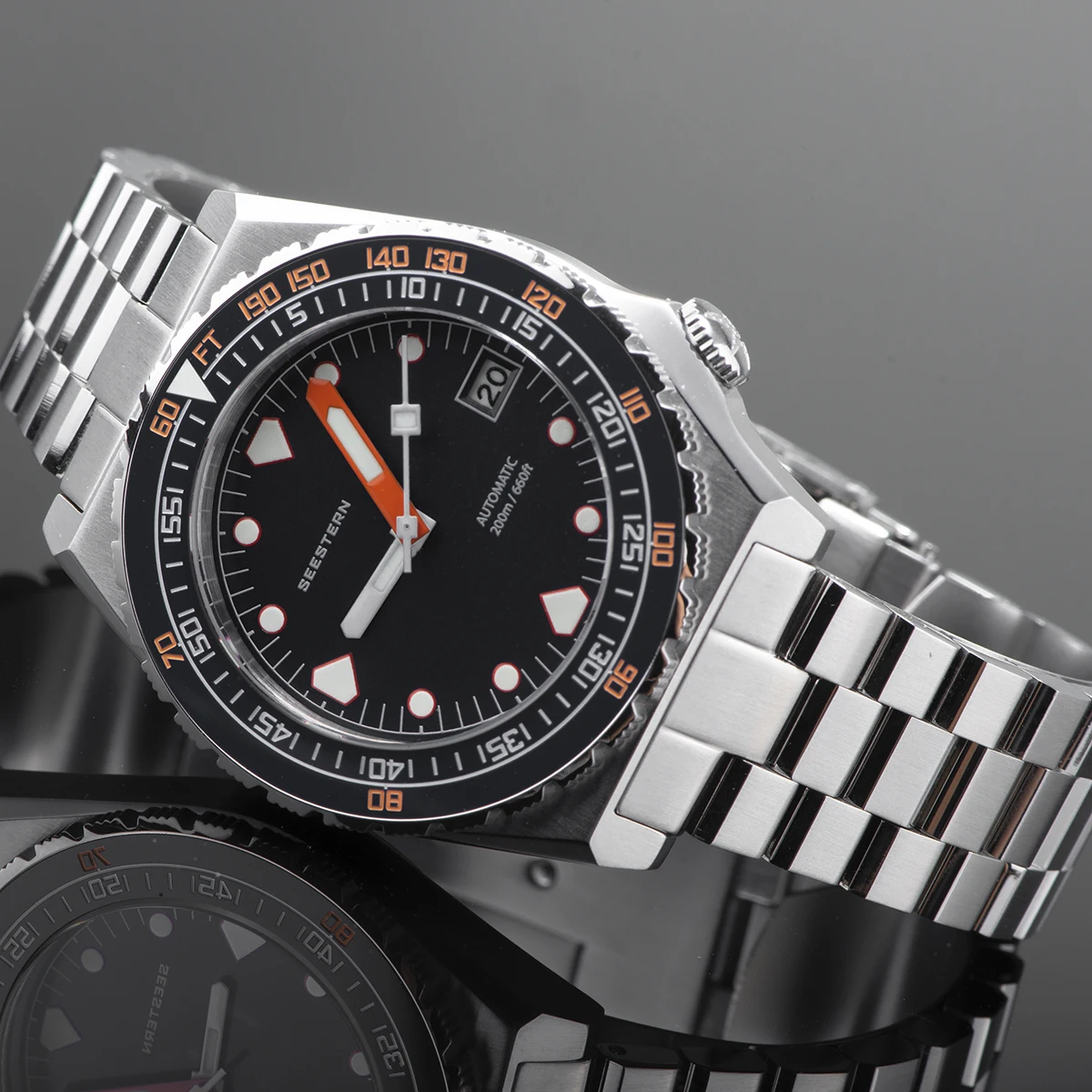 SEESTERN SUB600T Herren-Taucheruhr, automatisches NH35-Uhrwerk, Keramiklünette, Lume, mechanische Armbanduhr, Saphirglas, wasserdicht, V3 10