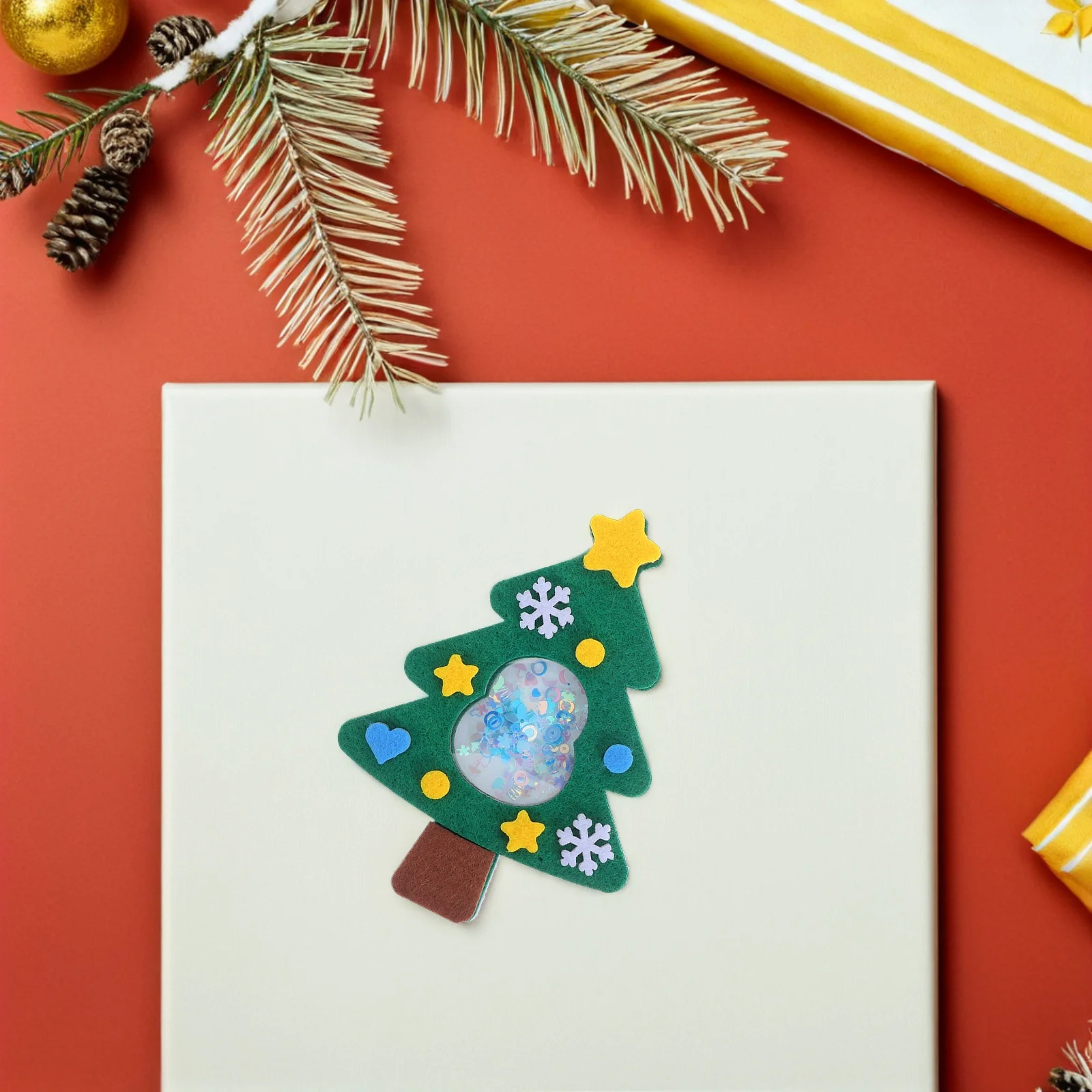 

4pcs Non-Woven Christmas Tree Pendant Mini Wreath Santa Claus Decor Diy Holiday Hanging Ornaments For Xmas Party Classroom