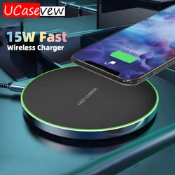 15W Fast Wireless Charger Pad for iPhone 14 13 12 11 Pro Max X 8 For Samsung Galaxy S23 S22 S21 Huawei Xiaomi Wireless Charging