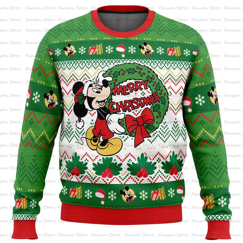 Merry Christmas Mickey Mouse Ugly Christmas Sweater Spring Autumn Women Men Pullover Tops 2025 Fashion Couple Hoodie Sweatshirt