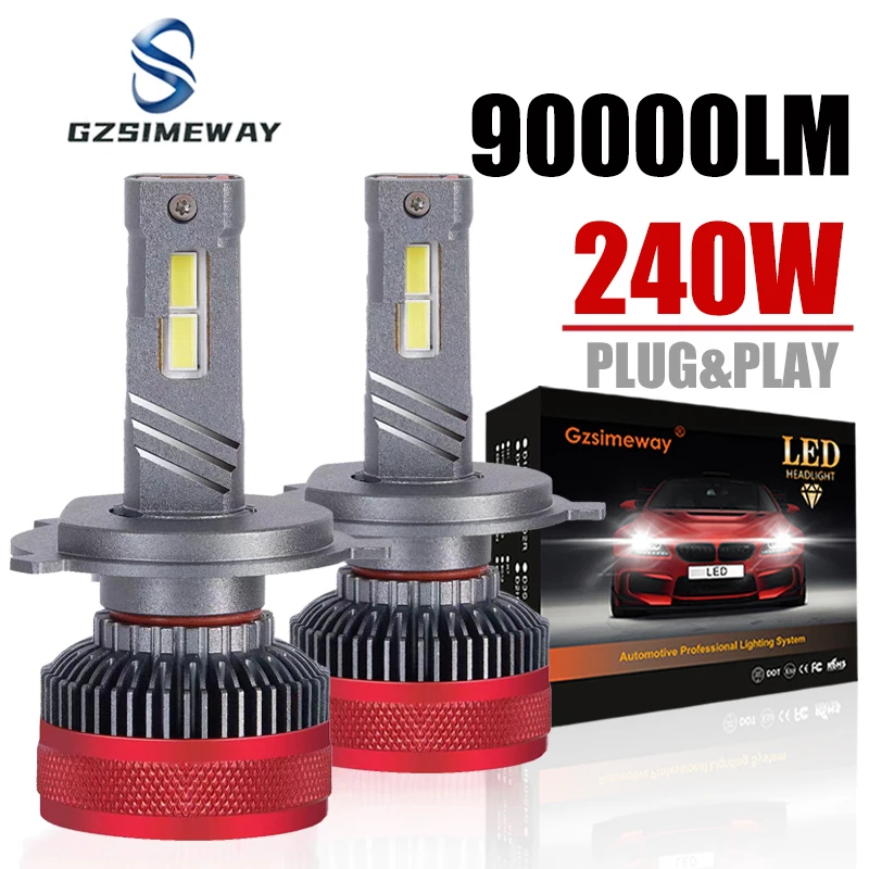 2PCS 240W H4 LED Headlight H1 H7 H8 H9 H11 9012 9005 9006 HB3 HB4 LED Headlamp Canbus Car Light 90000LM 6000K Auto Fog Lamps 12V