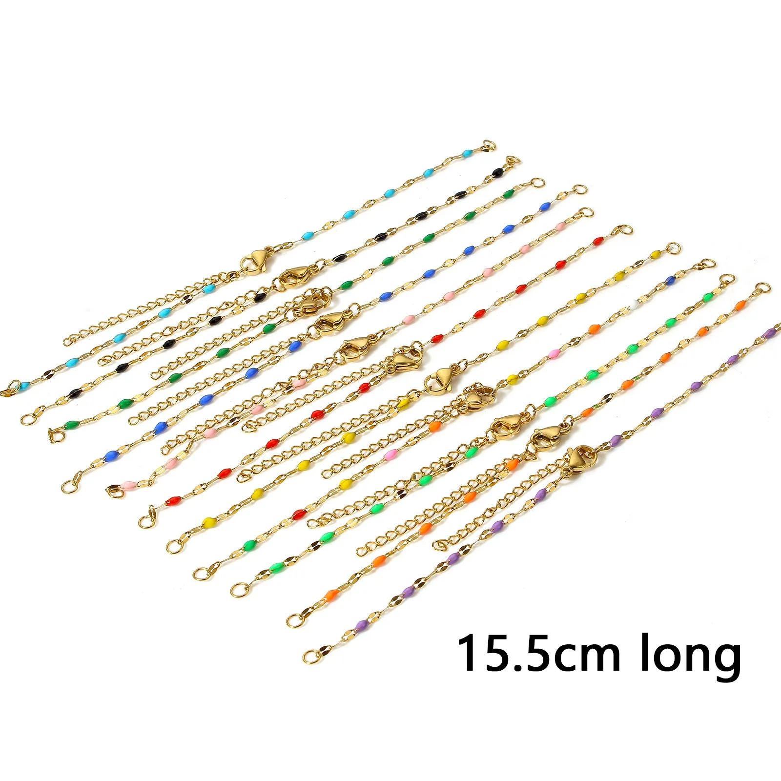 1pc Stainless Steel Lips Chain Semi-finished Bracelets Gold Color Enamel For DIY Handmade Bracelet Jewelry Making 15.5cm long