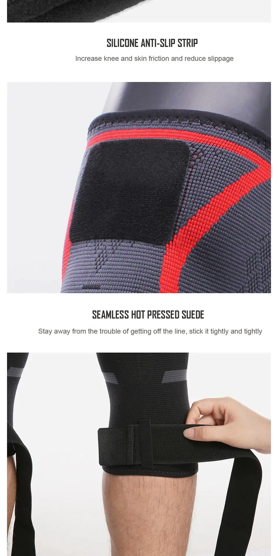 1pc Sport Fitness Knie Pads Unterstützung Bandage Hosenträger Elastische Nylon Sport Kompression Hülse für Basketball – Detail 7