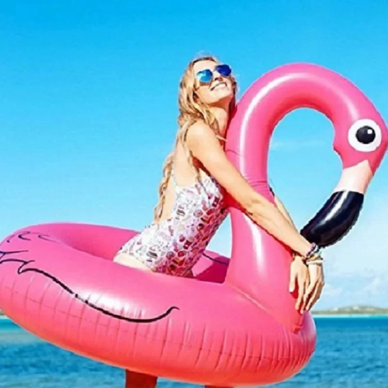 120cm 90cm różowy nadmuchiwany Flamingo ponton wodne zabawki basen tratwa pływak głowa zwierzęcia ponton dla dorosłych basen dla dzieci impreza plaża
