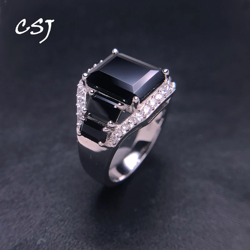 

Natural Black Spinel Ring 925 Sterling Silver Gemstone Oct 9*11mm for Women Lady Birthday Party Trendy Jewelry Gift