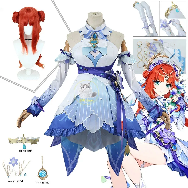 

Nicou cosplay costume Genshin impact wig red hair women dancer dress Carnival anime Halloween costumes for Comic Con