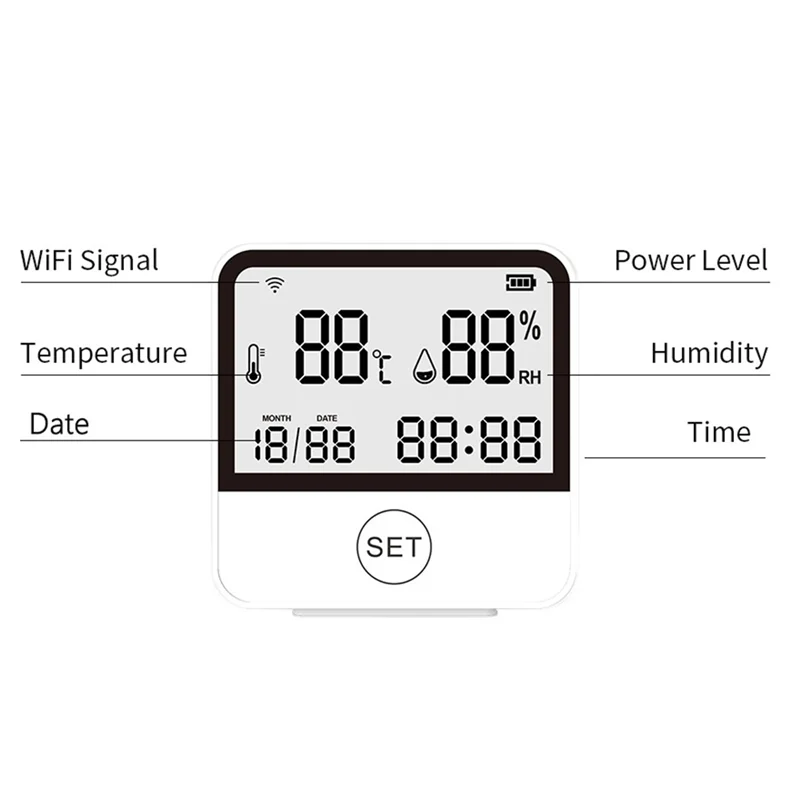 L70A Tuya Smart WIFI Temperature And Humidity Sensor Indoor Hygrometer Thermometer With LCD Display Support Alexa Assistant Dura