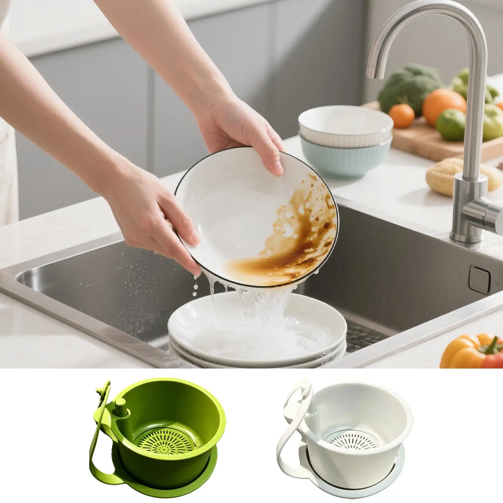 Press-Type Drain Basket: Food Strainer & Sink Organizer Multi-Functional for Kitchen Use Faucet Hanging Storage