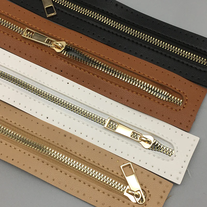 1Pcs/2Pcs PU Leather Zipper Replaceable for Crochet Bag Handbag Purse DIY Handmade Sewing Accessories Black White Brown Khaki