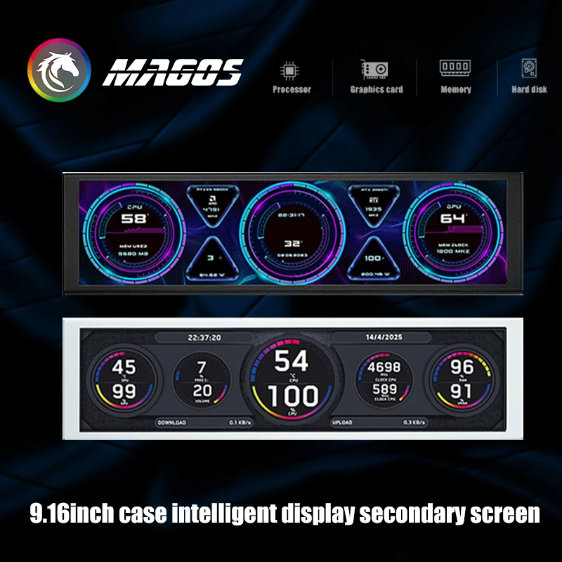 شاشة IPS مقاس 9.16 بوصة، توصيل كابل Type-C 1، لشاشة LCD من سلسلة Lian Li O11 تخصيص المواضيع الديناميكية وتشغيل الفيديو،