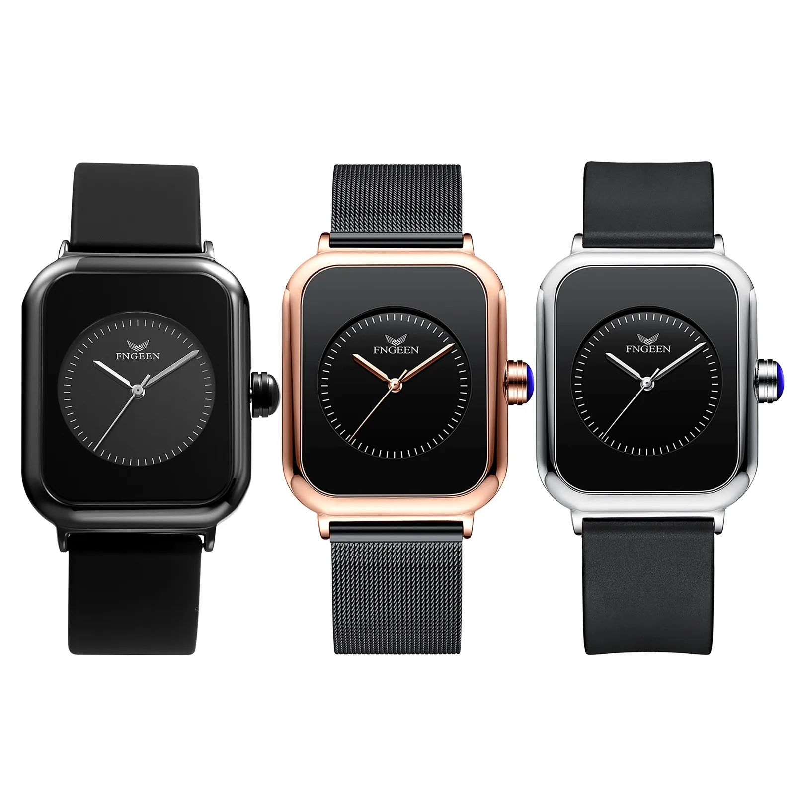 Unisex Daily Casual Square Watch Bar Marker Silicone Band Waterproof Quartz Wristwatch Creative Sport Male Female Clock